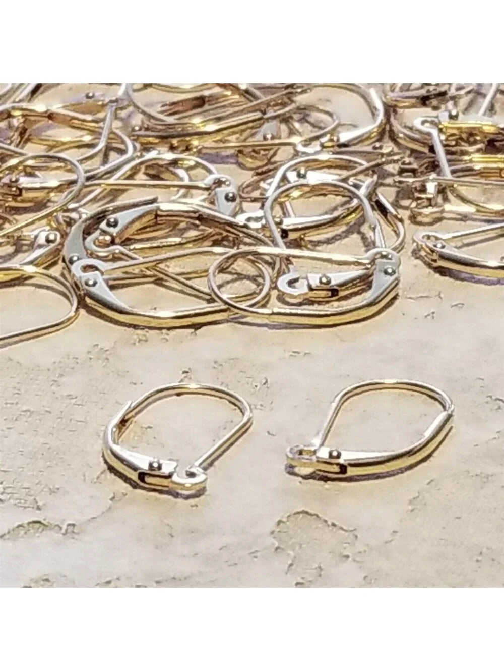 Gold 14K Plated Open Half Loop Leverback Earwires Earring Hooks Findings 10 pcs